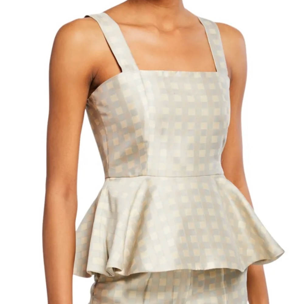 STINE GOYA SHARON CHECK PEPLUM BLOUSE